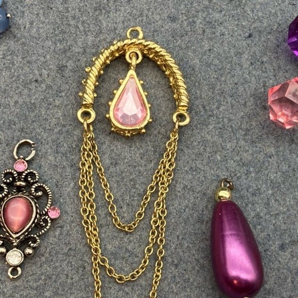 Pendant Charm Dangle Lot Pink Purple Silver Gold DIY Craft Repurpose Upcycle - Picture 8 of 12